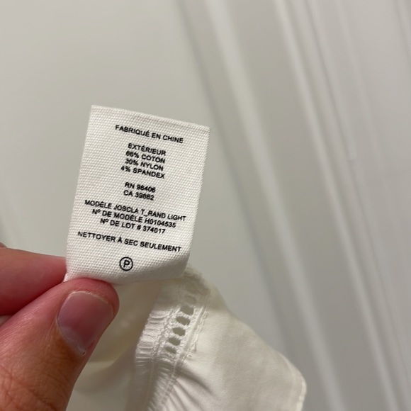 NWT Theory Joscla Blouse Off The Shoulder Top Size Petite XS White Rand Light - Picture 9 of 16